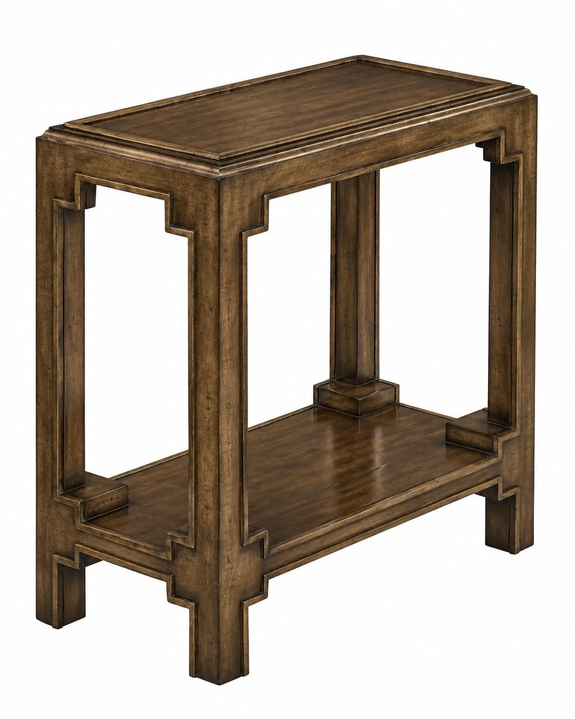 Bali Chairside Table in a Pompeii finish with clear glass insets, The Signature Edit