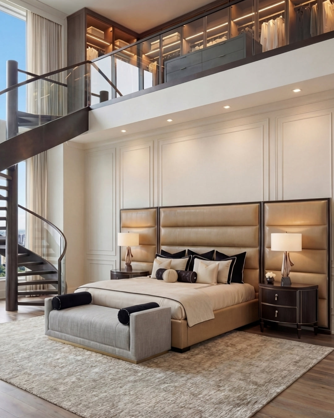 Cama contemporánea Palo Alto con paneles