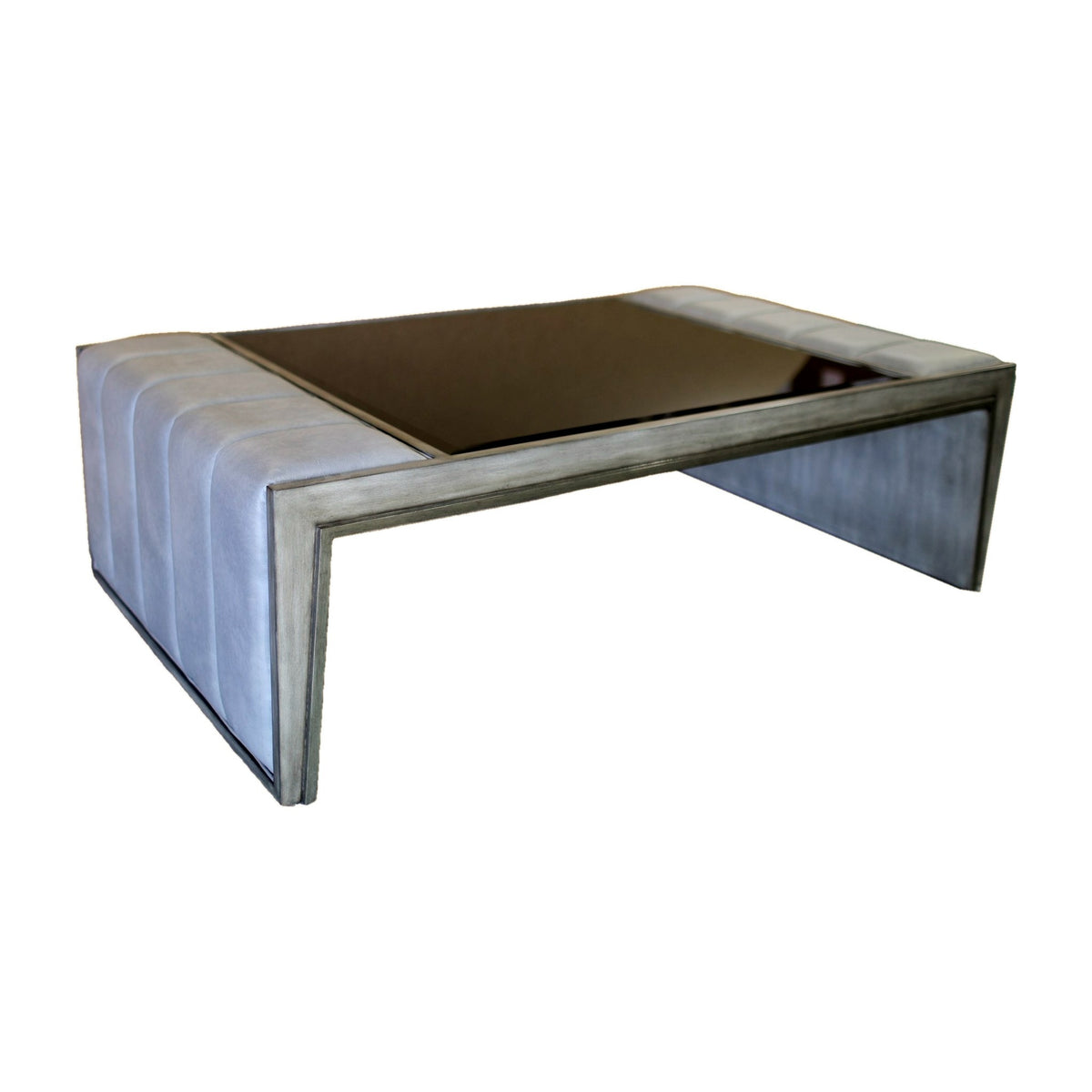 Cascade Rectangular Cocktail Table in Leather Smoke by Marge Carson