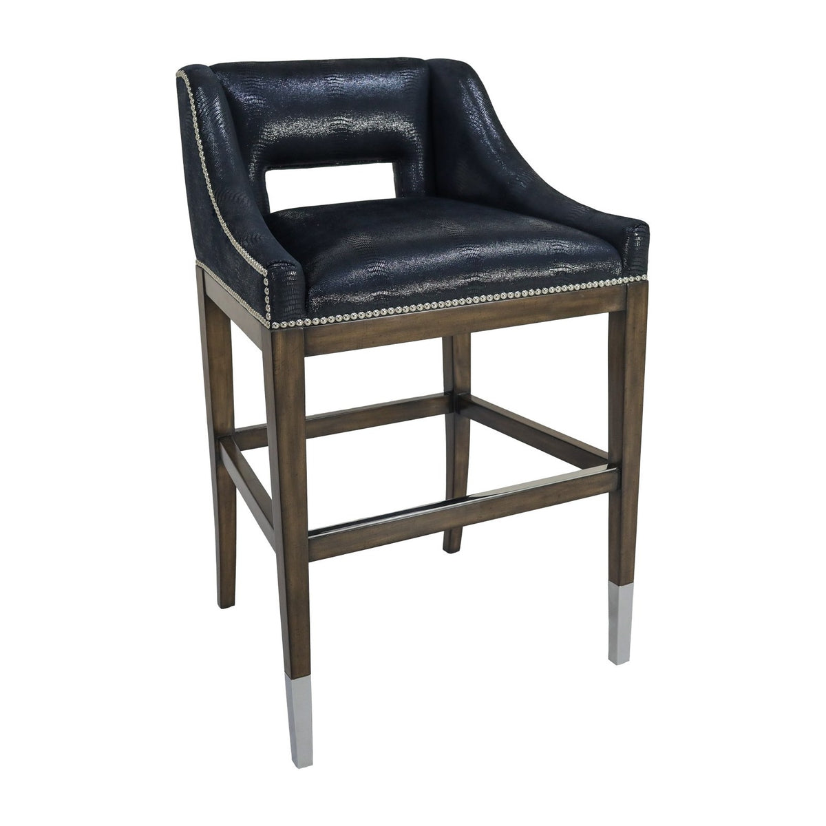 Spencer Barstool in Reptile Noir by Marge Carson