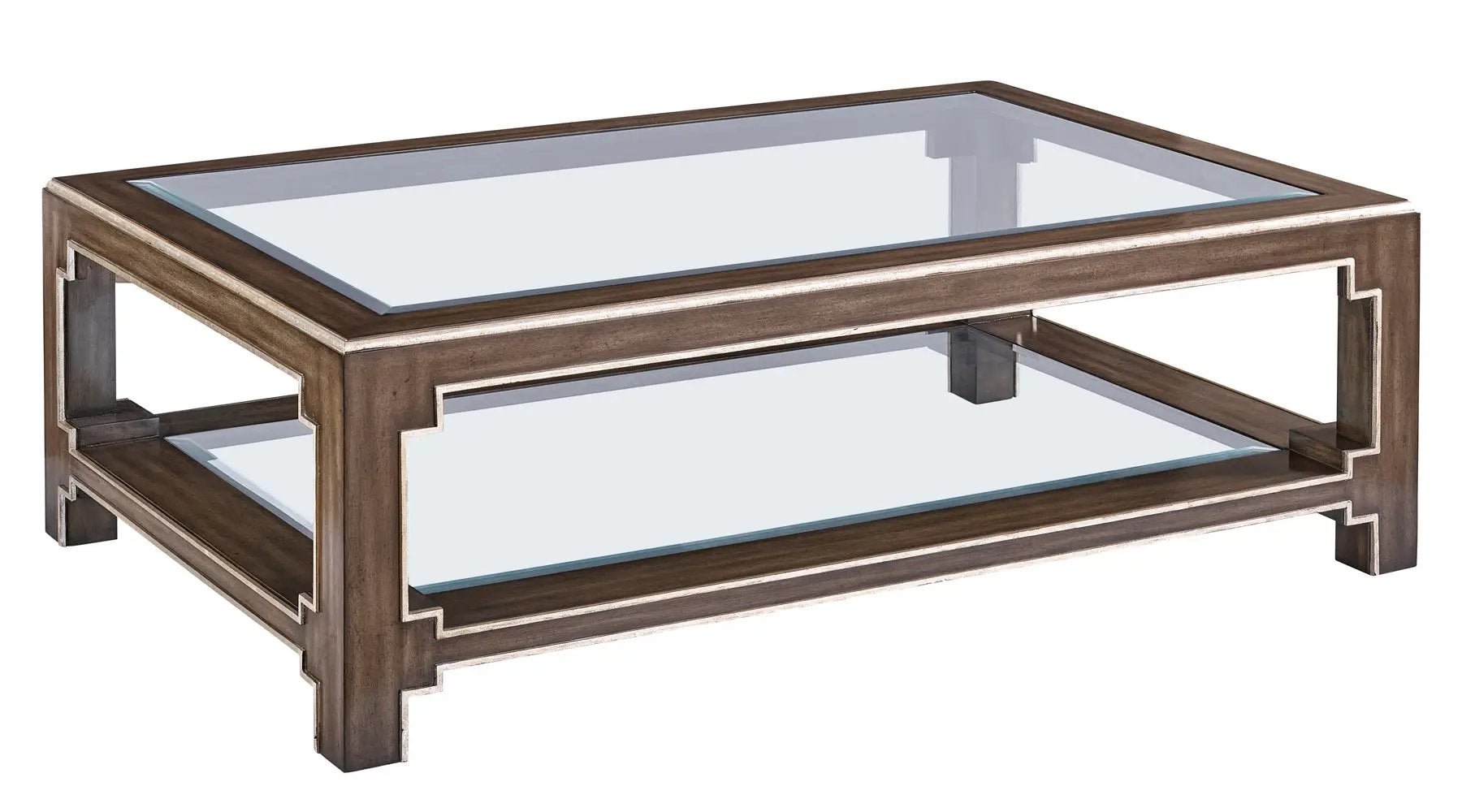 a coffee table with a glass top on a white background