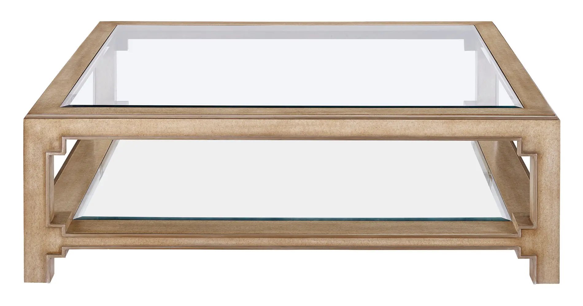 a square wooden table with a glass top