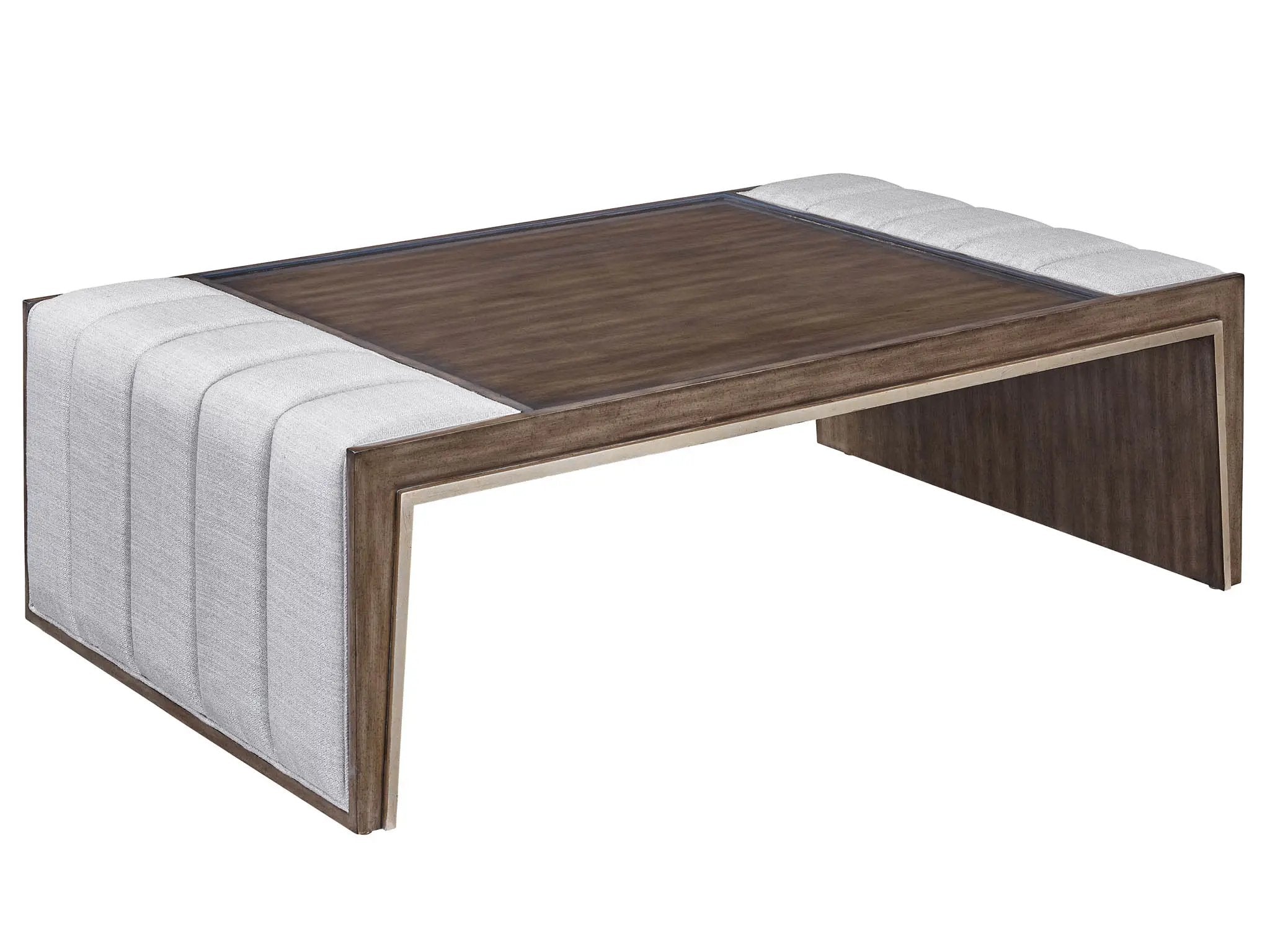 a wooden table with a white cloth under it