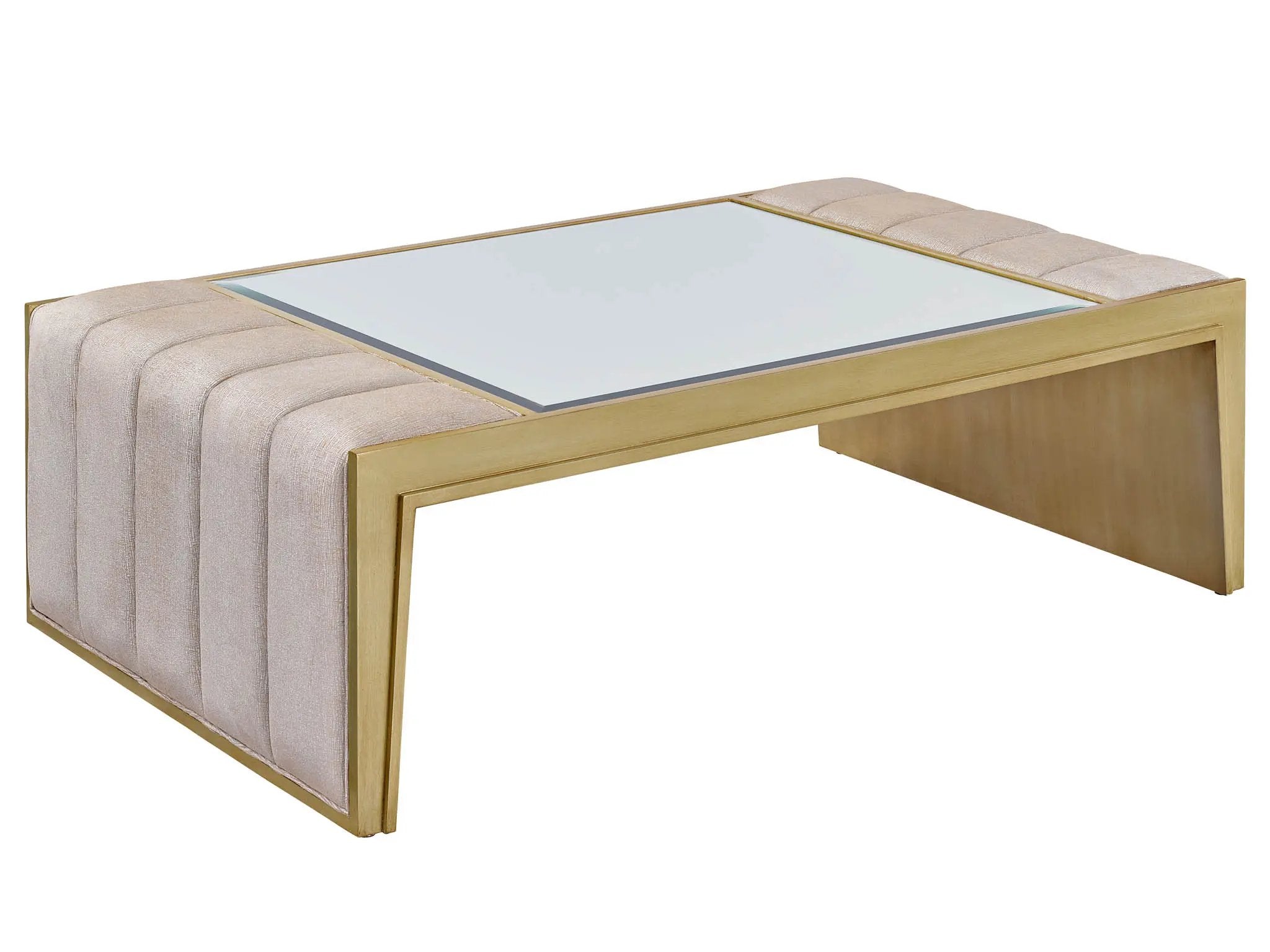 a coffee table with a glass top on a white background