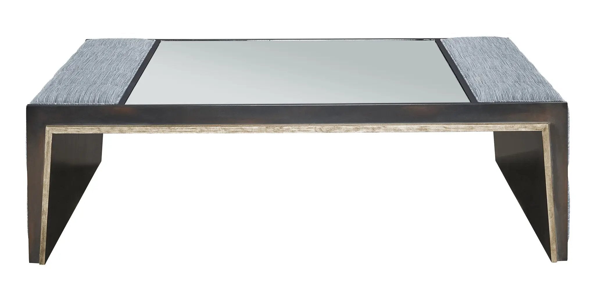 a coffe table with a glass top and metal legs