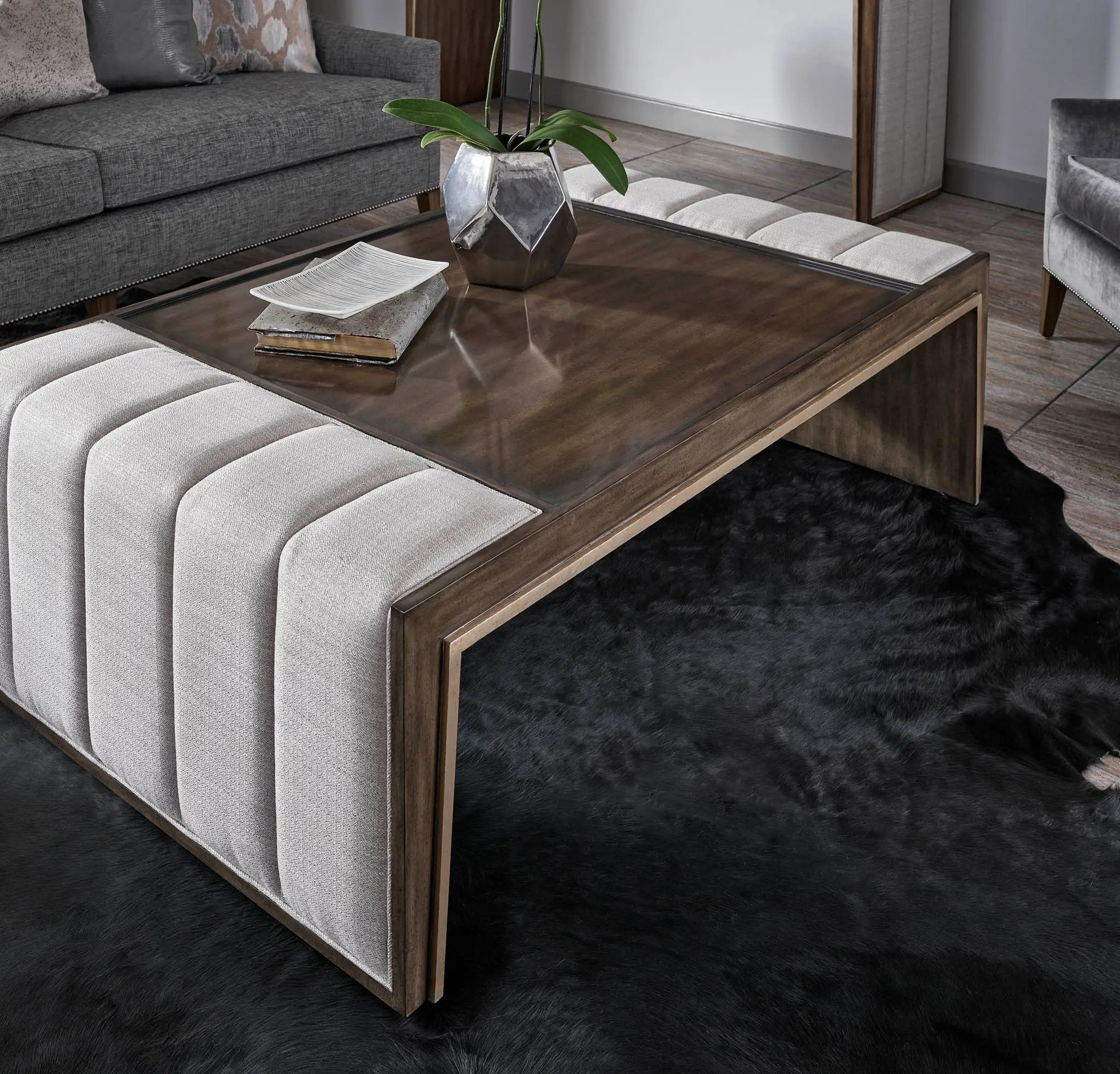 a living room with a couch and a coffee table
