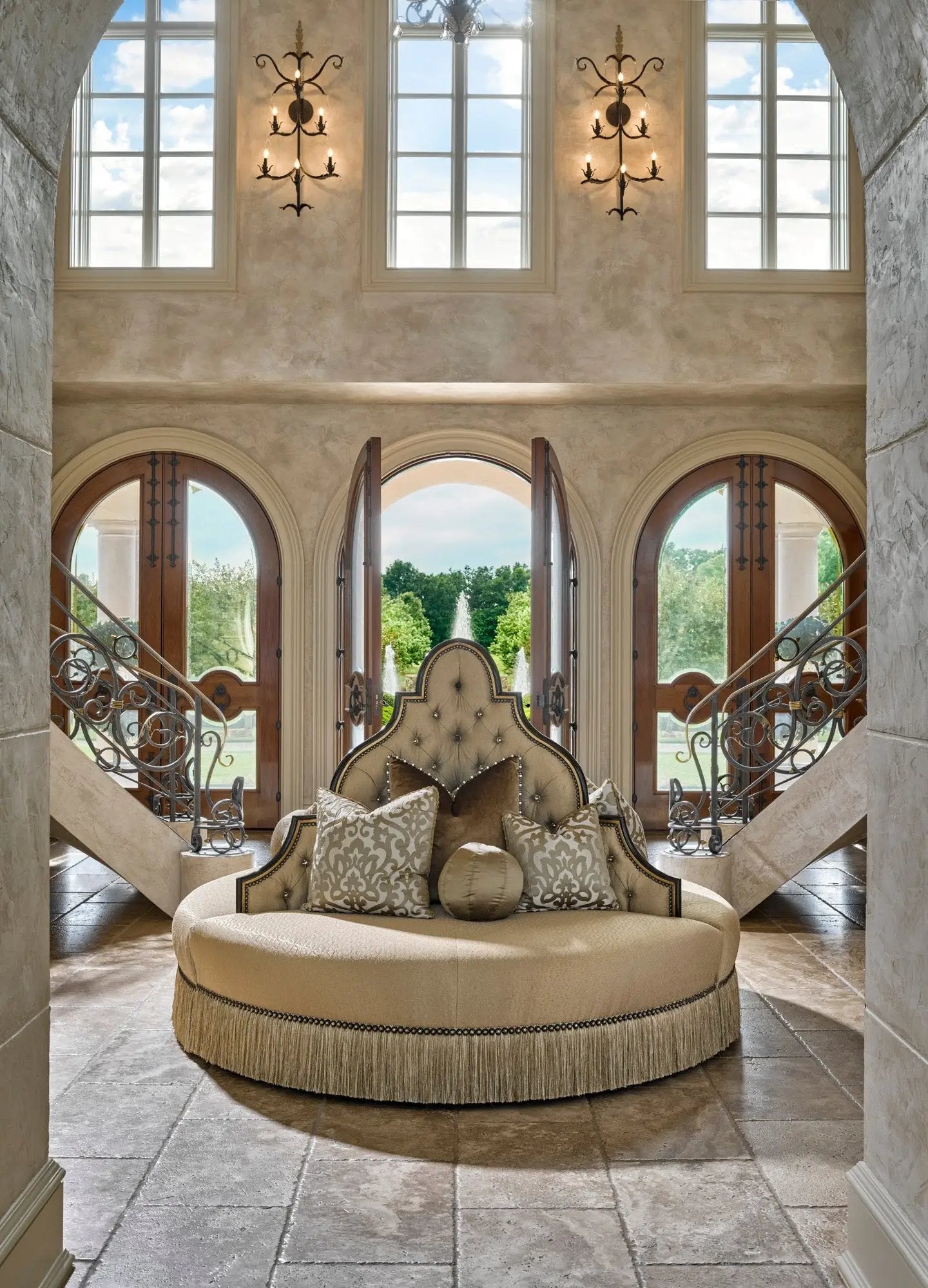 Room with Oasis Round Sofa by Marge Carson
