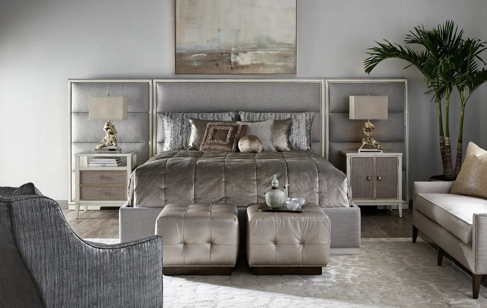 Cama contemporánea Palo Alto con paneles