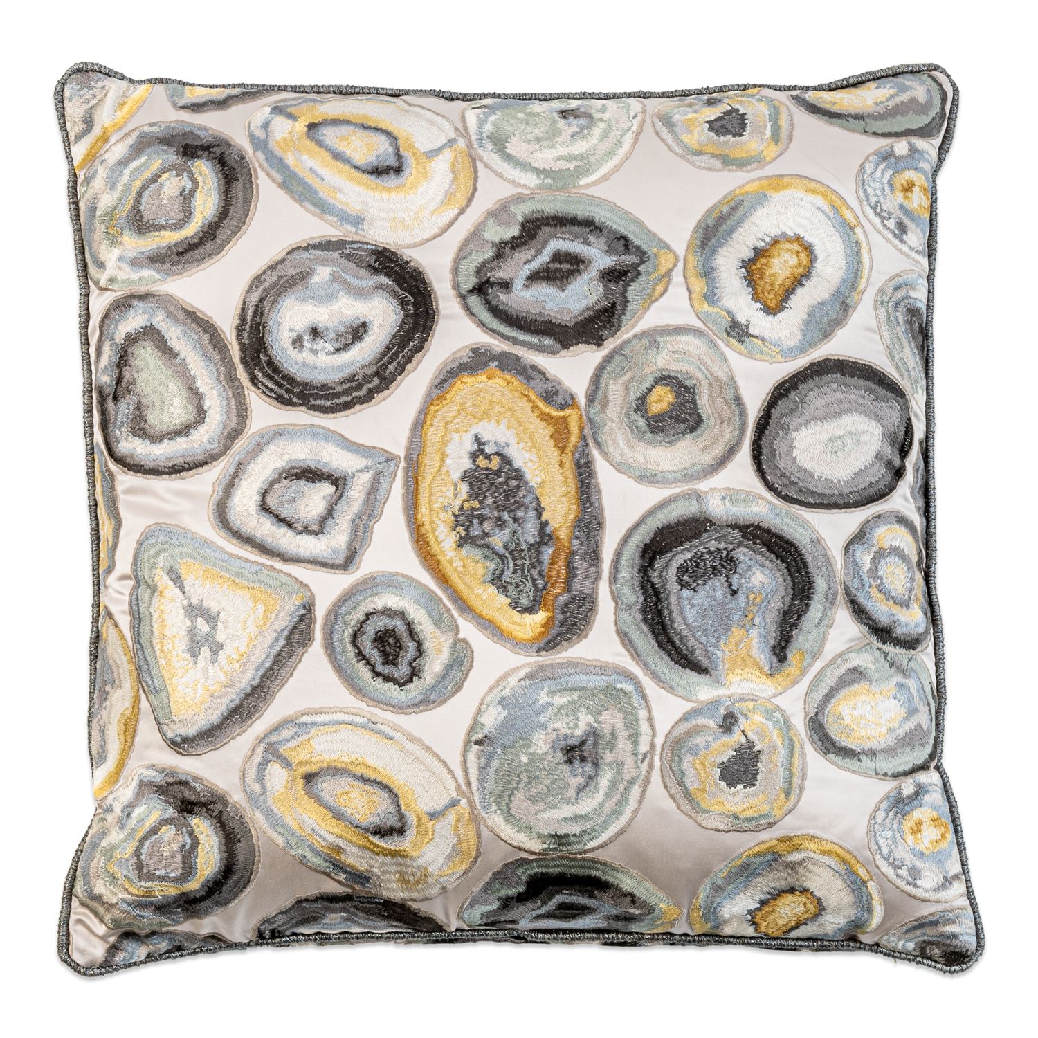 Embroidered Geode Throw Pillow