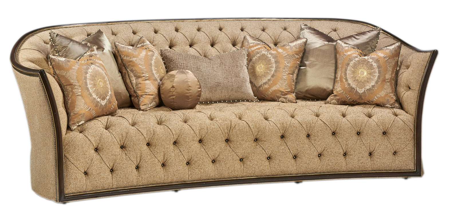 Marge Carson Mila Sofa Elegant Deep Skirt Design with Nailhead Trim