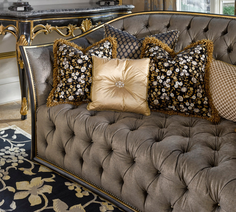 Marge Carson Mila Sofa Elegant Deep Skirt Design with Nailhead Trim