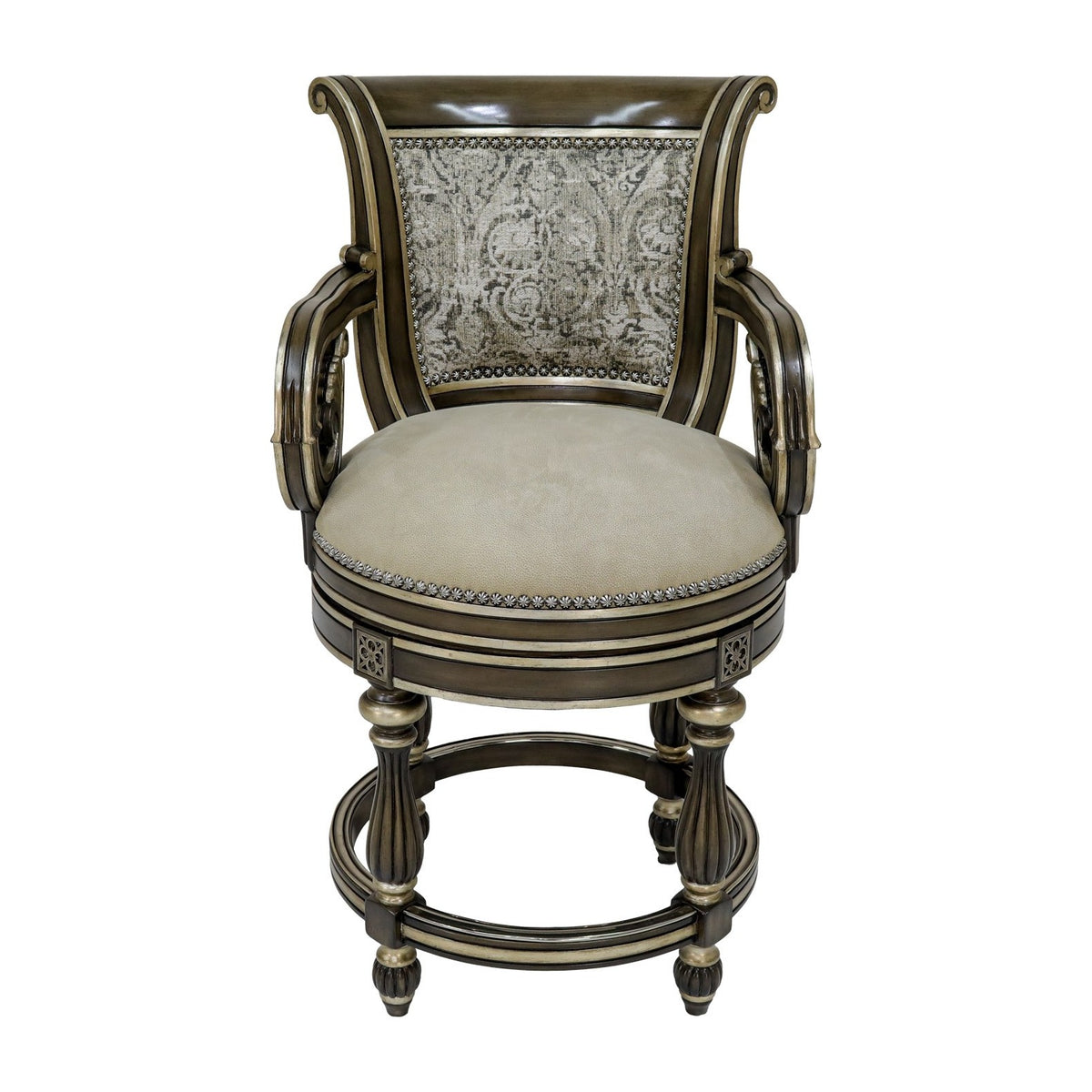 Antigua Counter Stool in Embossed Damask by Marge Carson