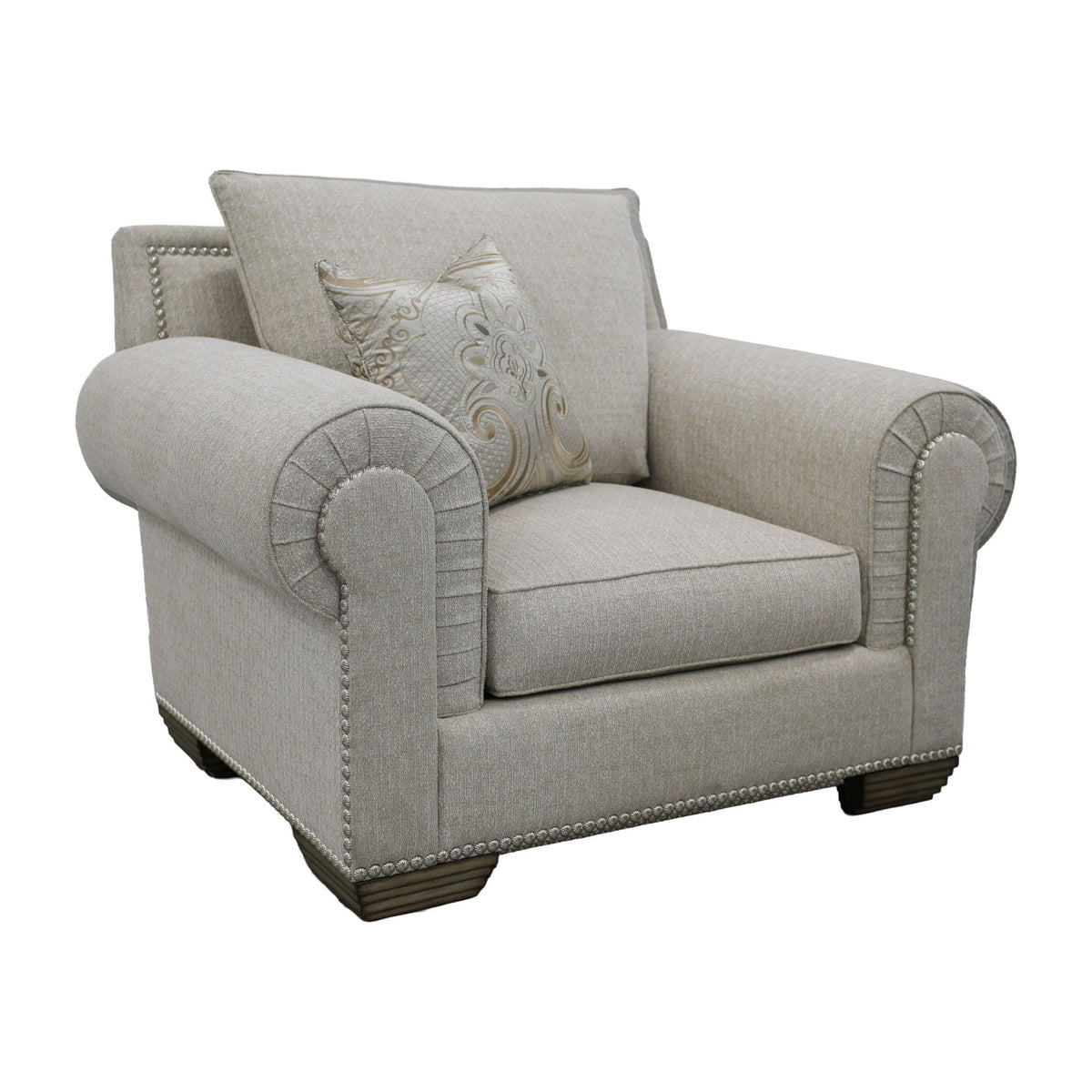 Bentley Lounge Chair in Rumor Platinum by Marge Carson