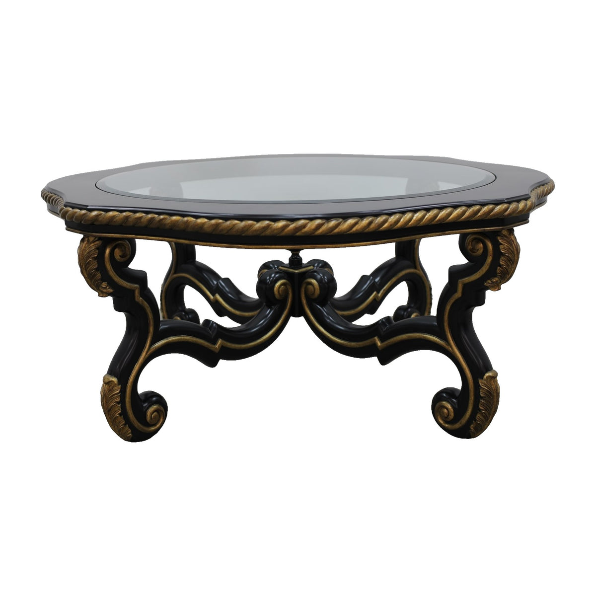 Vernazza Round Cocktail Table in Ebony by Marge Carson