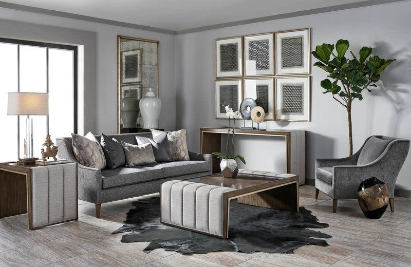 a living room filled with furniture and a large window
