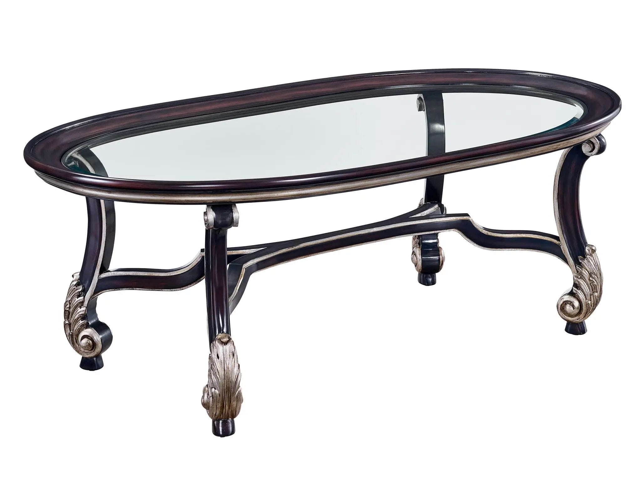 a table with a glass top and metal legs